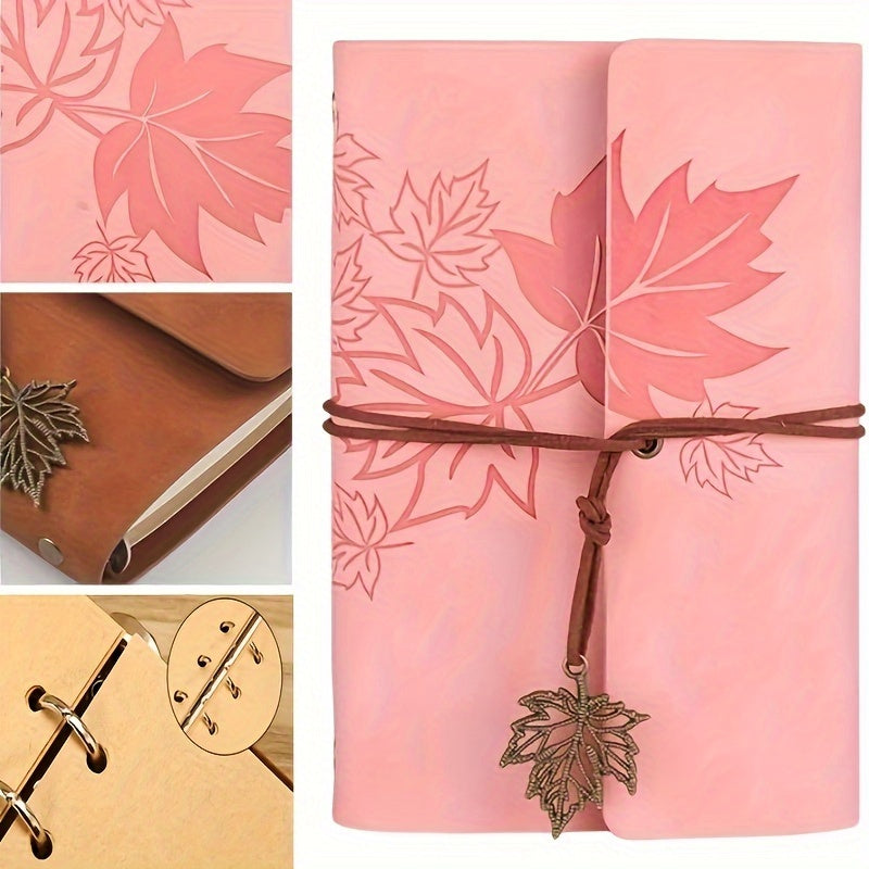 Retro Maple Leaf Notebook Notepad Note Book Traveler Journal, Loose-leaf Notebook For Diary