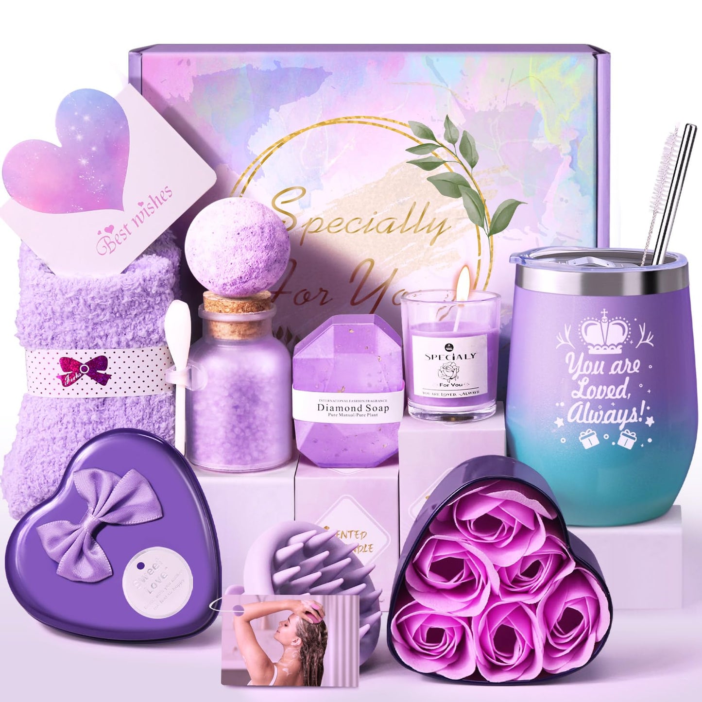 Birthday Gifts for Women, Birthday Presents for Her, Unusual Birthday Hampers Pamper Self Care Gifts Relaxation Bath Sets for Friends, Mum, Wife, Girls, Sister