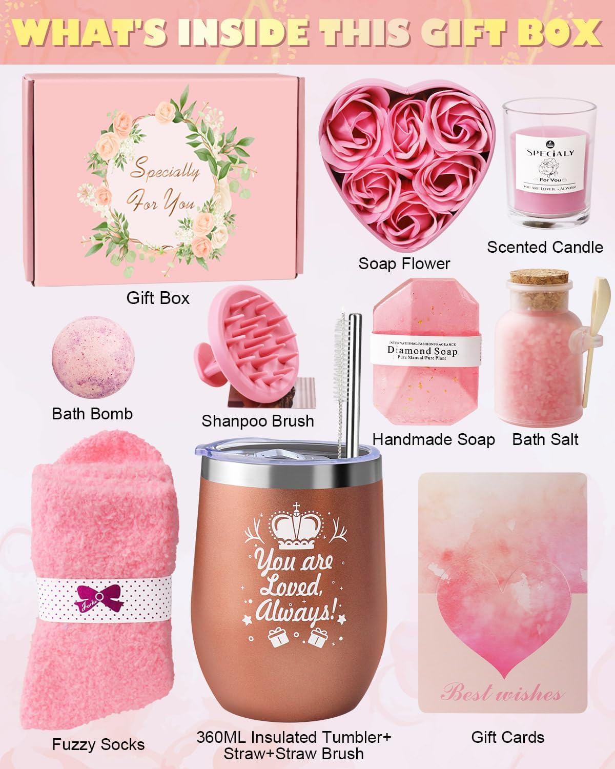 Birthday Gifts for Women, Birthday Presents for Her, Unusual Birthday Hampers Pamper Self Care Gifts Relaxation Bath Sets for Friends, Mum, Wife, Girls, Sister
