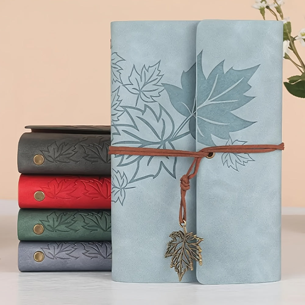 Retro Maple Leaf Notebook Notepad Note Book Traveler Journal, Loose-leaf Notebook For Diary
