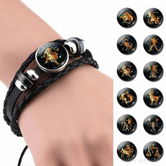 Zodiac Sign Leather Bracelet