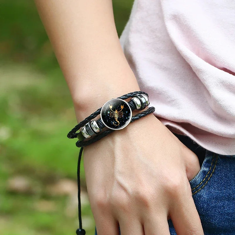 Zodiac Sign Leather Bracelet