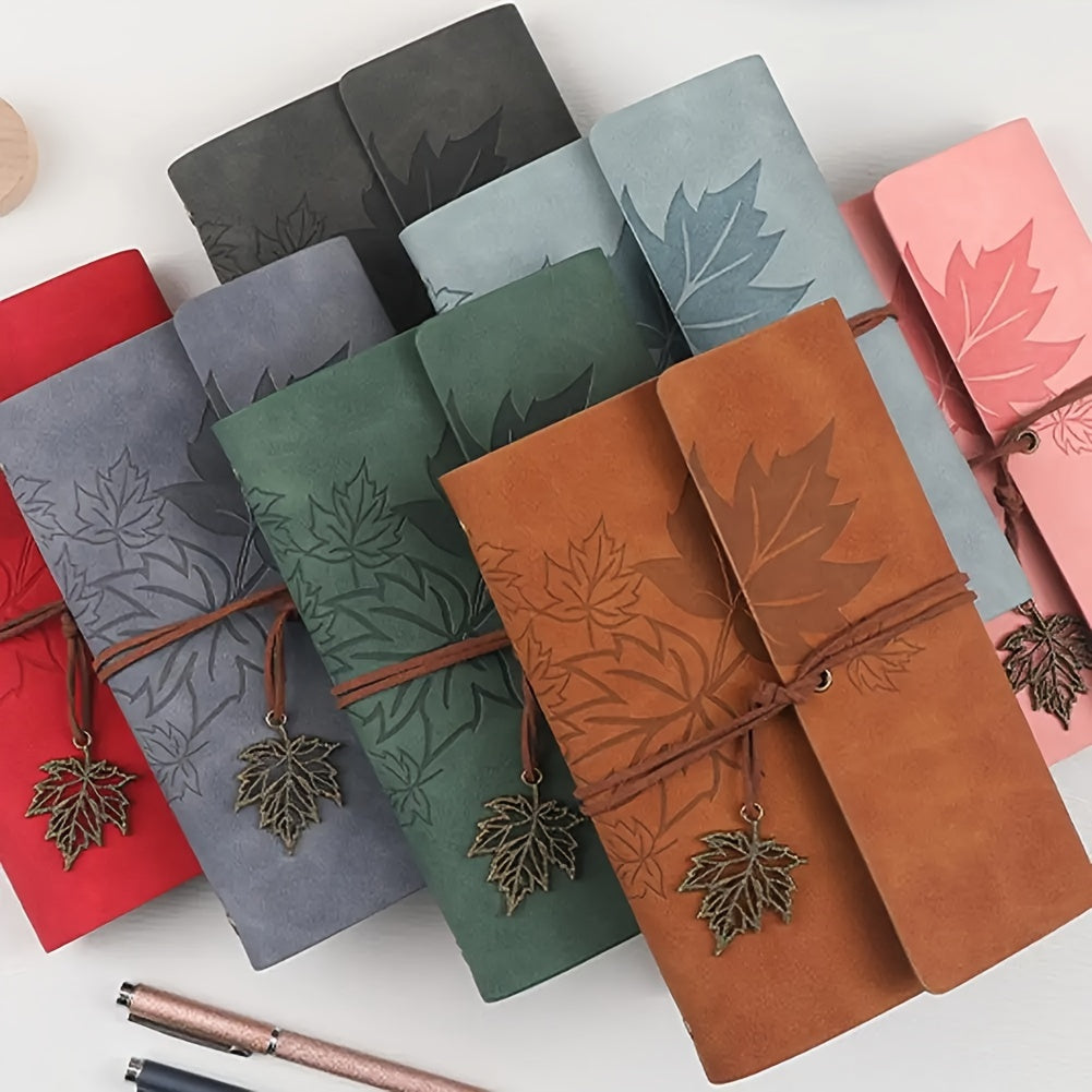 Retro Maple Leaf Notebook Notepad Note Book Traveler Journal, Loose-leaf Notebook For Diary