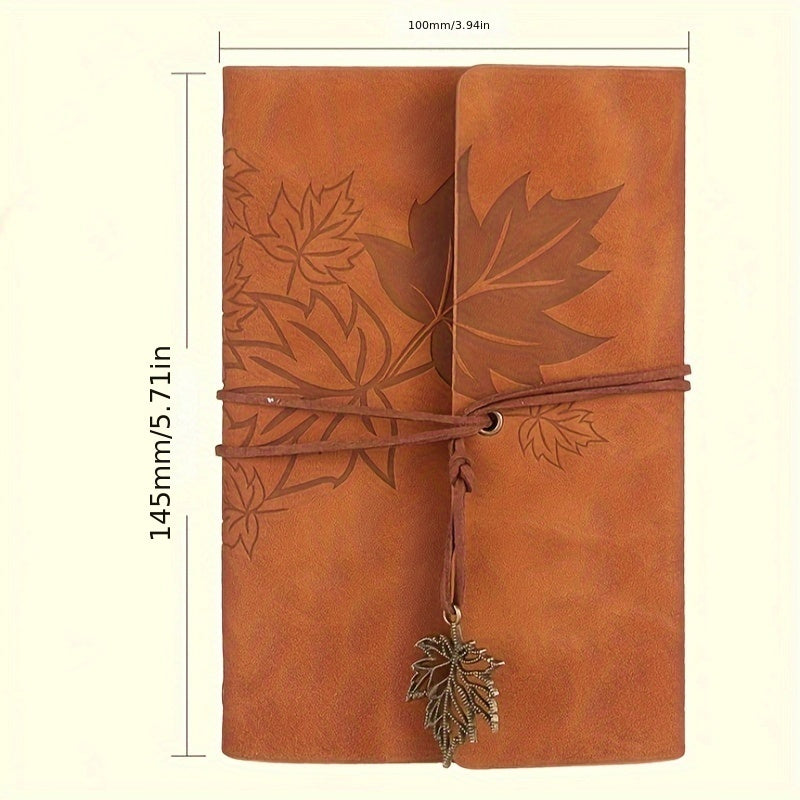 Retro Maple Leaf Notebook Notepad Note Book Traveler Journal, Loose-leaf Notebook For Diary