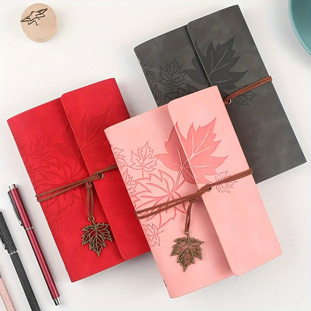 Retro Maple Leaf Notebook Notepad Note Book Traveler Journal, Loose-leaf Notebook For Diary